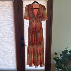 Ba&sh multi color v-neck dress, open back